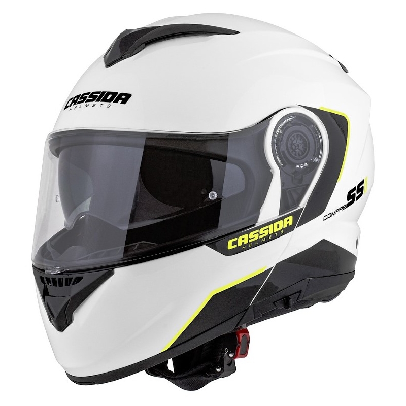 Cassida Compress 2.0 Refraction hvid-sort-fluogul motorcykelhjelm