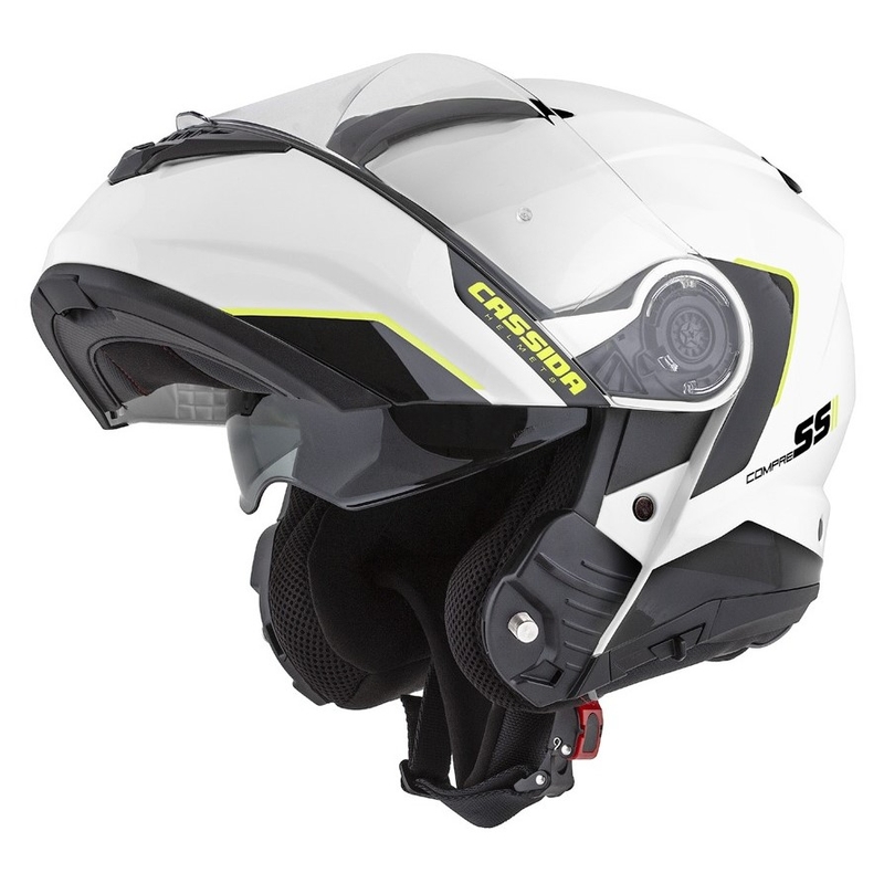 Cassida Compress 2.0 Refraction hvid-sort-fluogul motorcykelhjelm