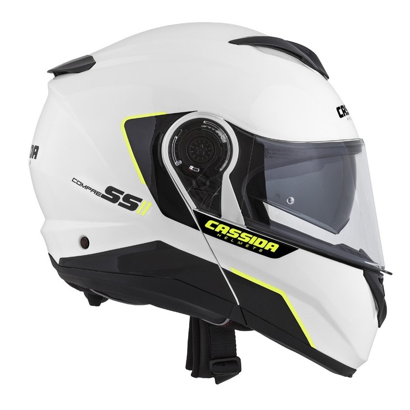 Cassida Compress 2.0 Refraction hvid-sort-fluogul motorcykelhjelm