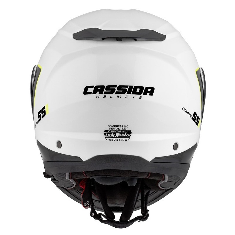 Cassida Compress 2.0 Refraction hvid-sort-fluogul motorcykelhjelm