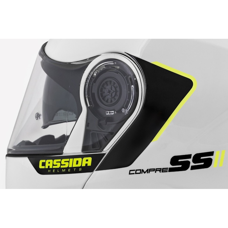 Cassida Compress 2.0 Refraction hvid-sort-fluogul motorcykelhjelm