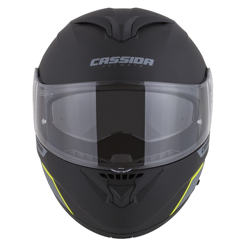 Cassida Compress 2.0 Refraction sort-grå-fluogul flip-up motorcykelhjelm udsalg