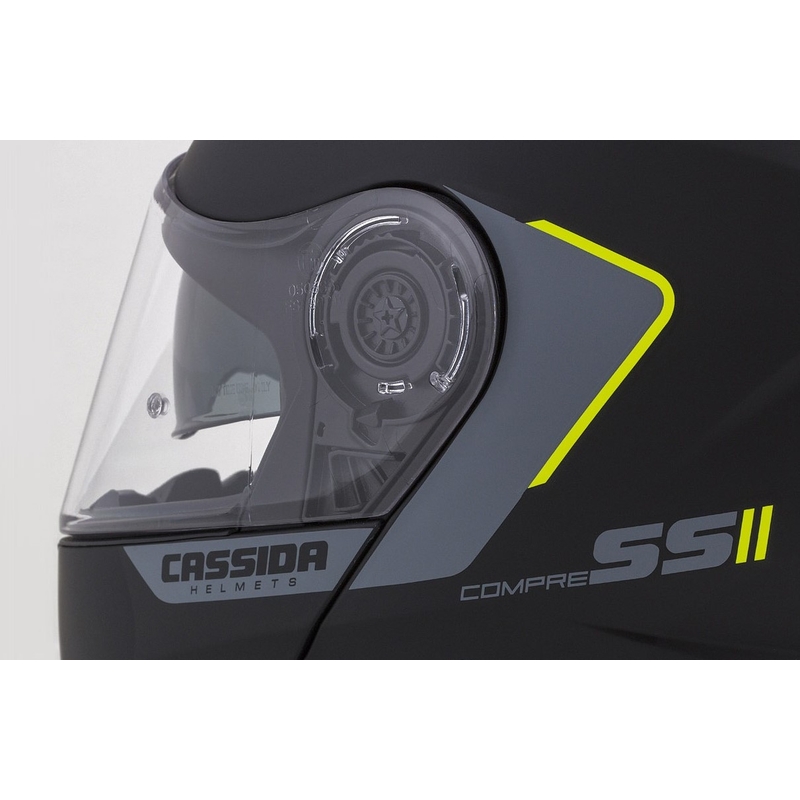 Cassida Compress 2.0 Refraction sort-grå-fluogul flip-up motorcykelhjelm udsalg
