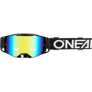 Motocross-briller O'Neal B-55 Cram sort-hvid med spejlet guld plexiglas