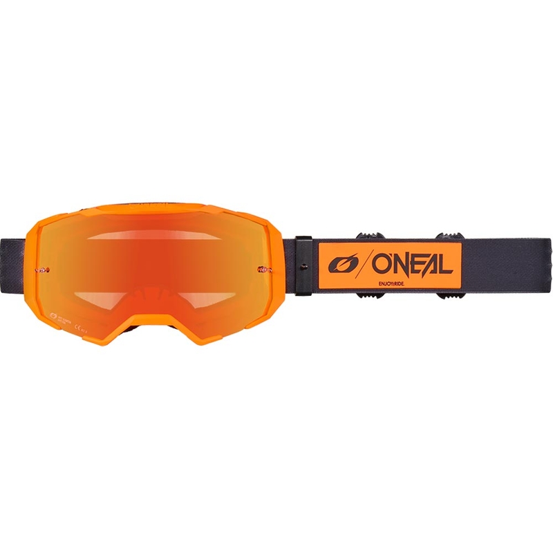 Motocross-briller O'Neal B-22 Core sort-orange med spejlrød plexiglas