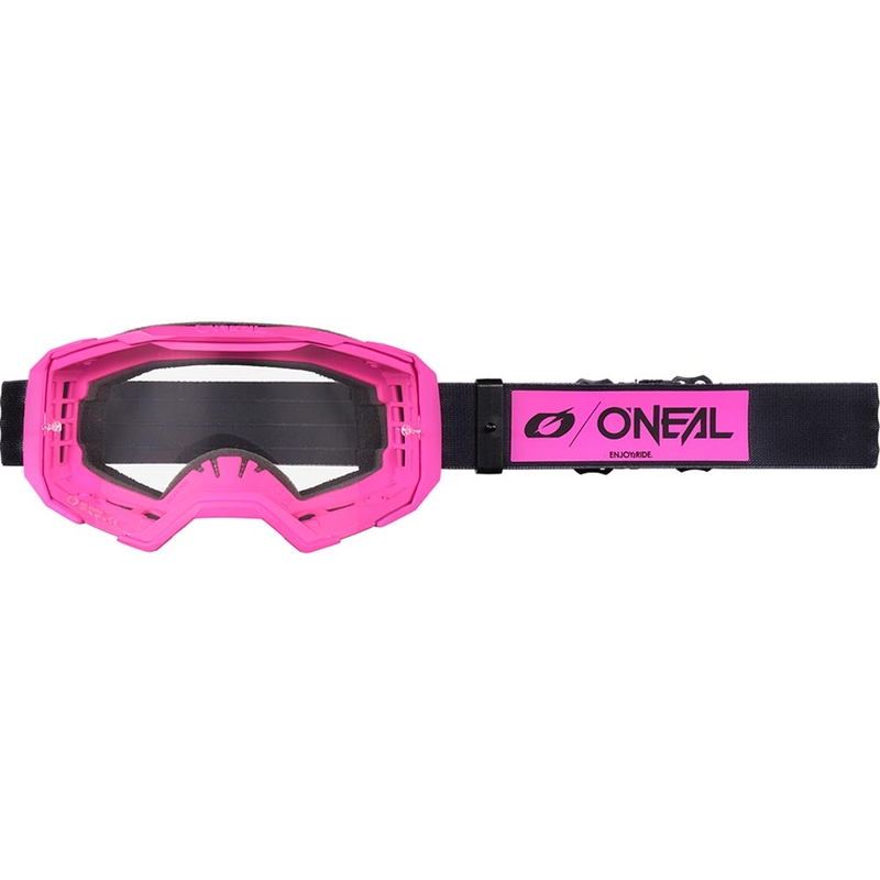 Motocross-briller O'Neal B-22 Core sort-pink med klar plexiglas