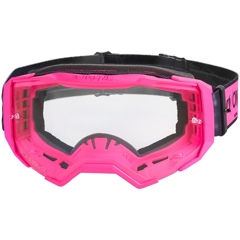 Motocross-briller O'Neal B-22 Core sort-pink med klar plexiglas