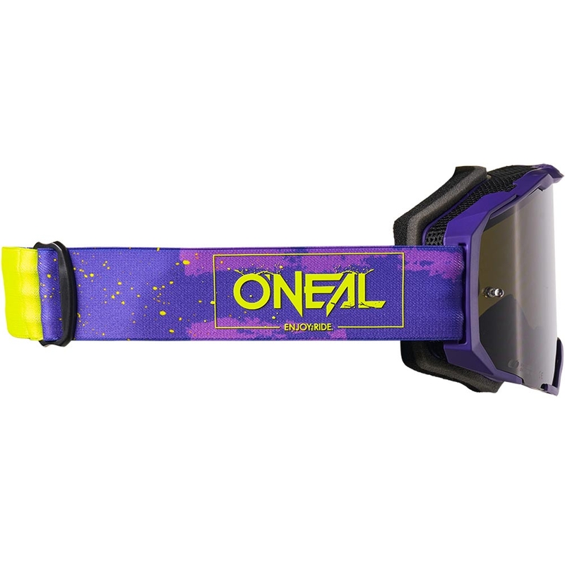 Motocrossbriller O'Neal B-22 Paint lilla-fluo gul med grå plexiglas