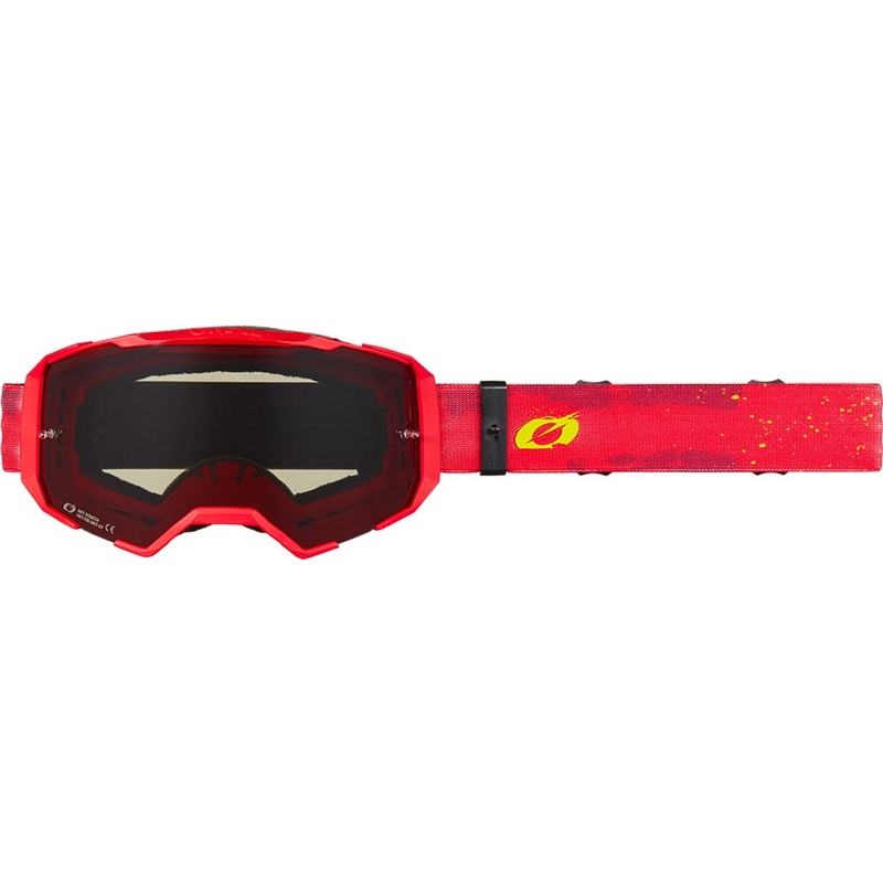 Motocross-briller O'Neal B-22 Paint rød-fluo gul med grå plexiglas