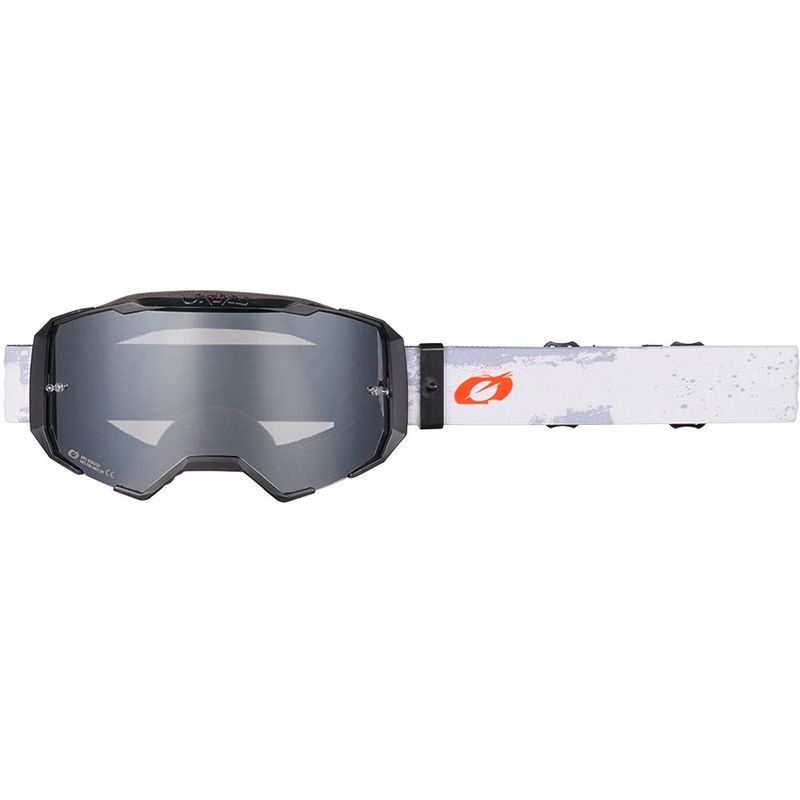 Motocross-briller O´Neal B-22 Paint hvid-sort med sølv plexiglas