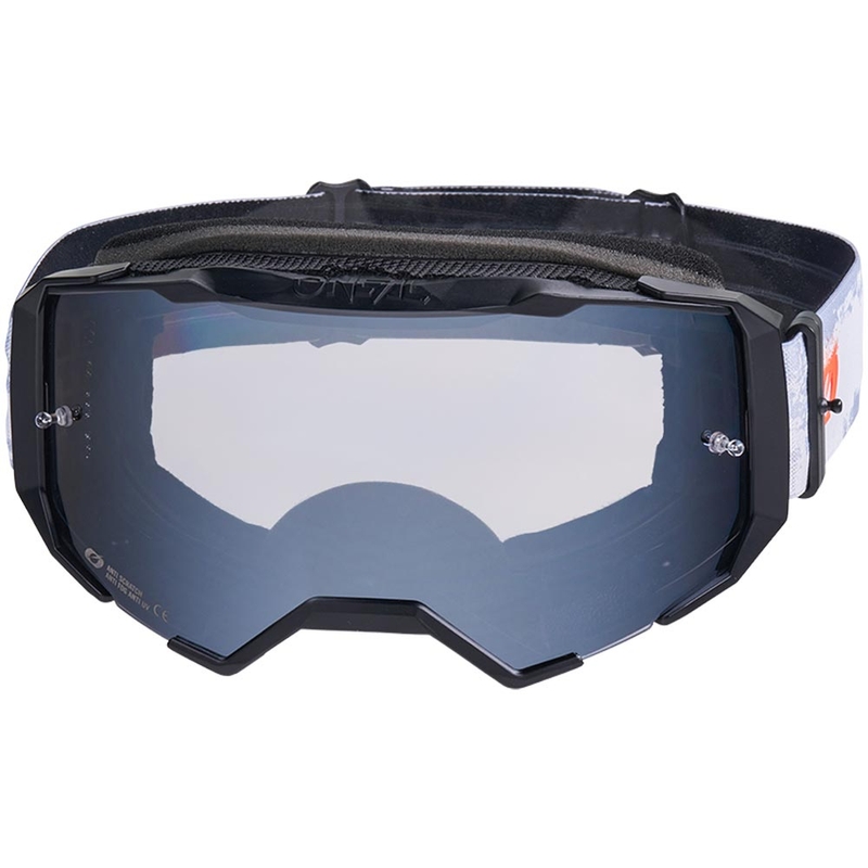 Motocross-briller O´Neal B-22 Paint hvid-sort med sølv plexiglas