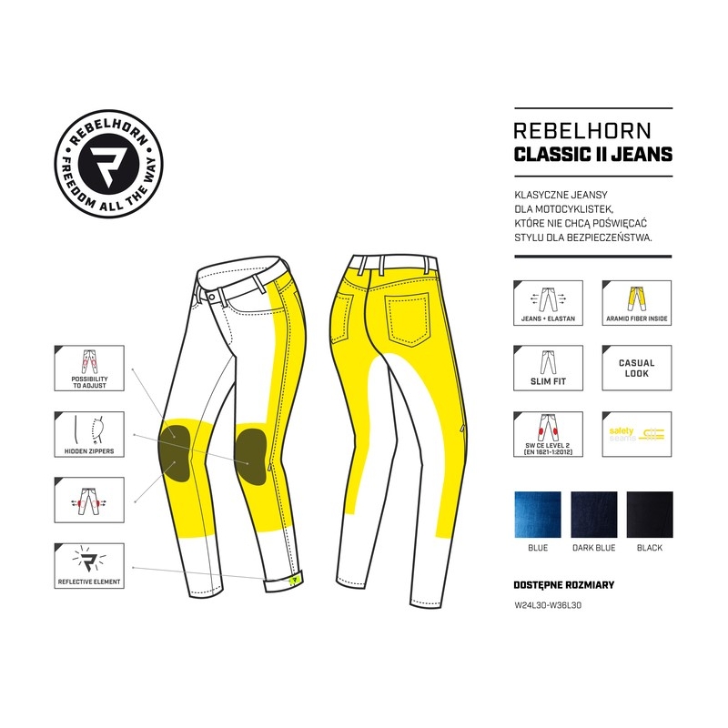 Rebelhorn Classic II motorcykeljeans til kvinder, mørkeblå udsalg