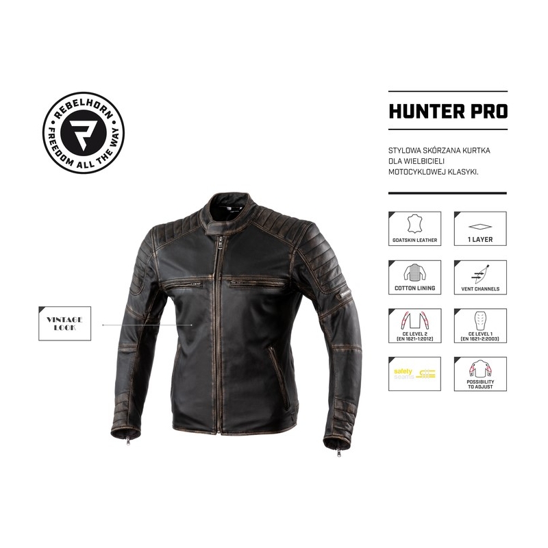 Rebelhorn Hunter Pro Vintage Brown motorcykeljakke udsalg