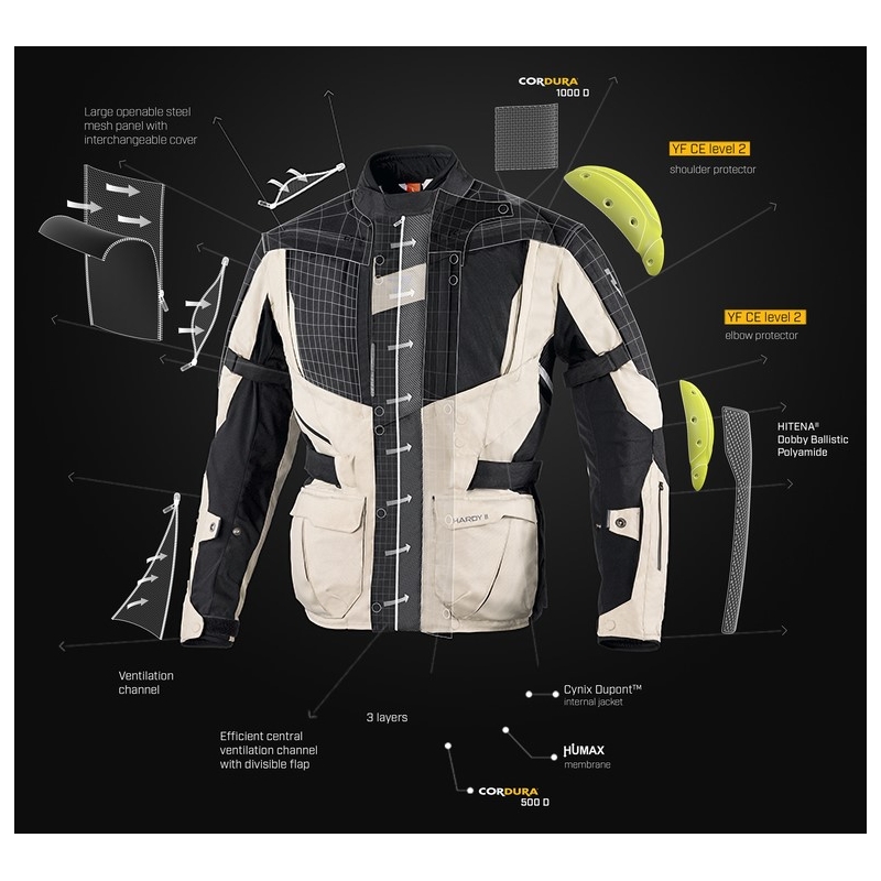 Rebelhorn Hardy II motorcykeljakke til kvinder, grå-sort-fluogul