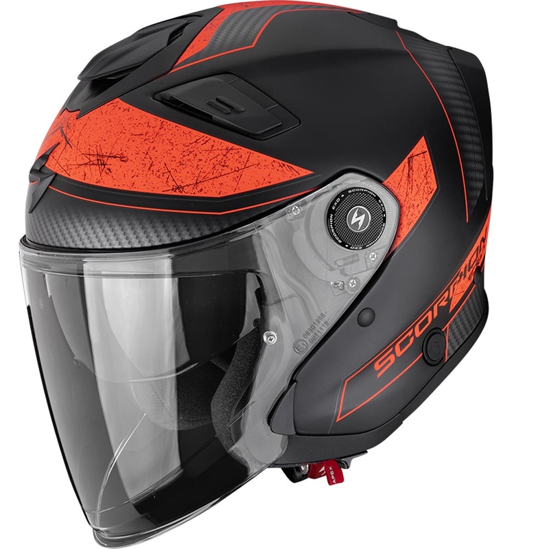 Scorpion EXO-GT Jet Crest Åben Motorcykelhjelm, Matsort/Rød