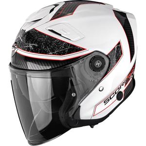 Scorpion EXO-GT Jet Crest åben motorcykelhjelm hvid-rød