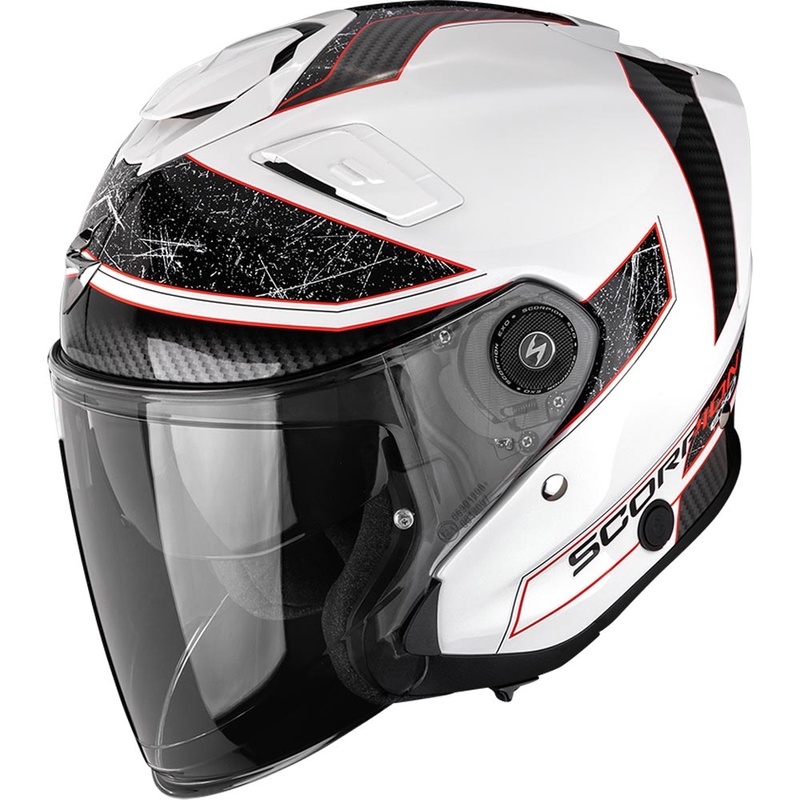Scorpion EXO-GT Jet Crest åben motorcykelhjelm hvid-rød