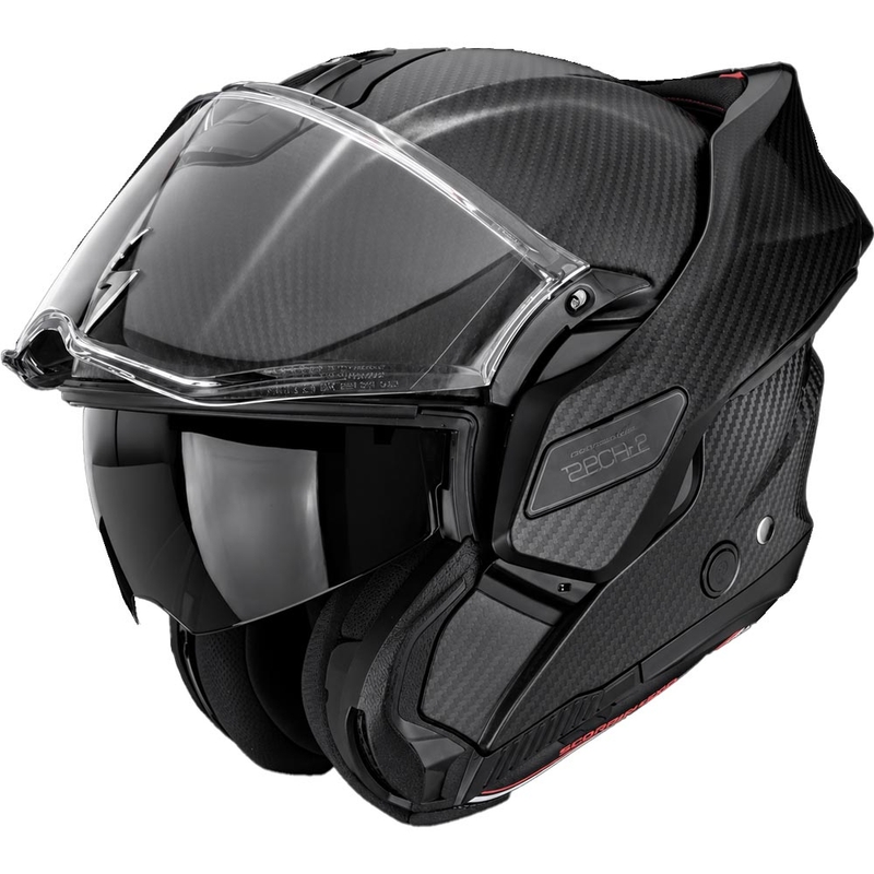Scorpion EXO-TECH II Carbon Solid flip-up motorcykelhjelm, matsort