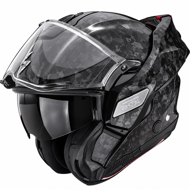 Scorpion EXO-TECH II Onyx Carbon flip-up motorcykelhjelm, sort