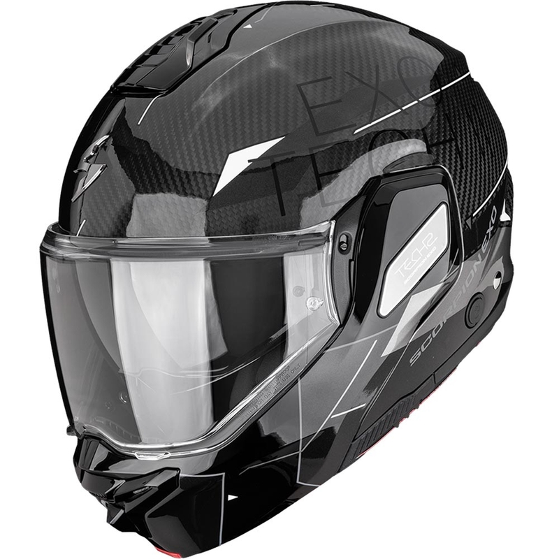 Scorpion EXO-TECH II Carbon Viator flip-up motorcykelhjelm, sort-sølv