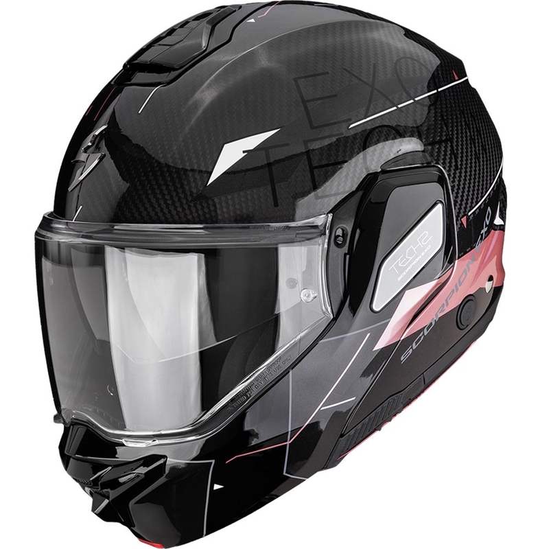 Scorpion EXO-TECH II Carbon Viator flip-up motorcykelhjelm sort-pink