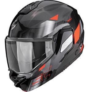 Scorpion EXO-TECH II Carbon Drift flip-up motorcykelhjelm sort-sølv-rød