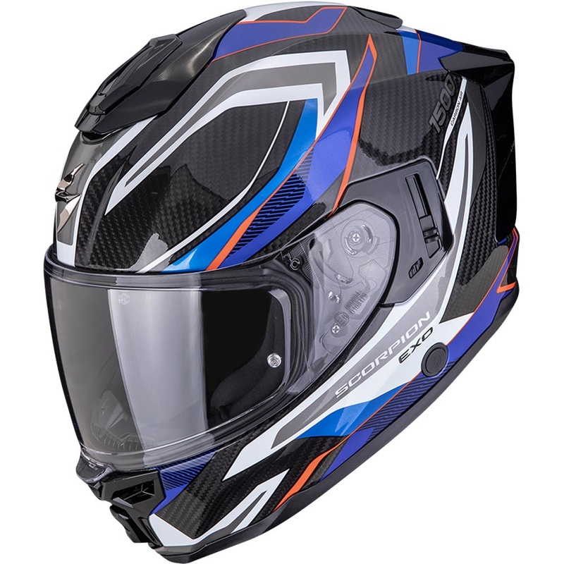 Scorpion EXO-1500 Carbon Air Hydro fullface motorcykelhjelm sort-hvid-blå