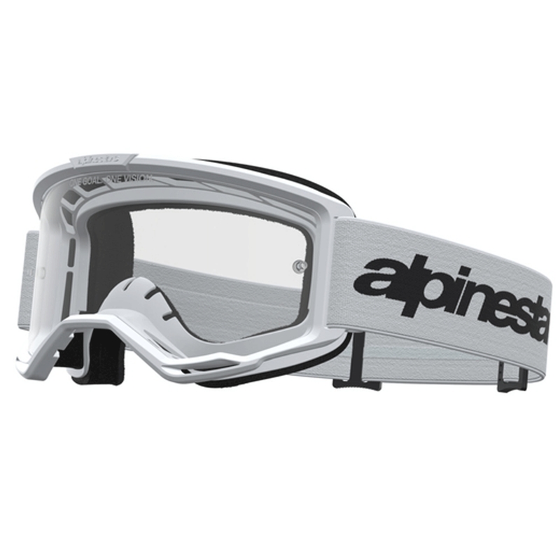 Alpinestars Vision 3 Wordmark motocrossbriller hvid-sort med klar plexiglas