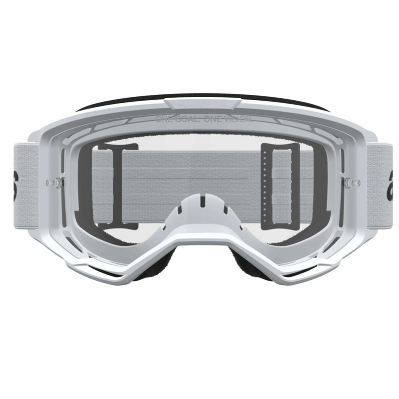 Alpinestars Vision 3 Wordmark motocrossbriller hvid-sort med klar plexiglas