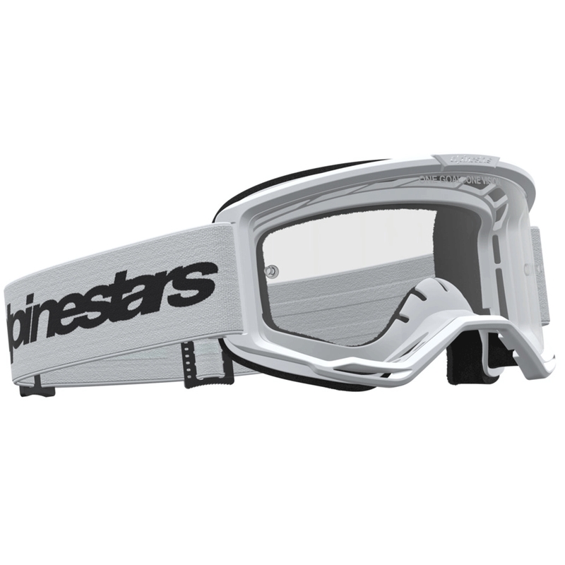 Alpinestars Vision 3 Wordmark motocrossbriller hvid-sort med klar plexiglas