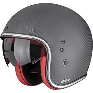 Scorpion Belfast II Carbon Solid Åben Motorcykelhjelm, Matsort/Rød