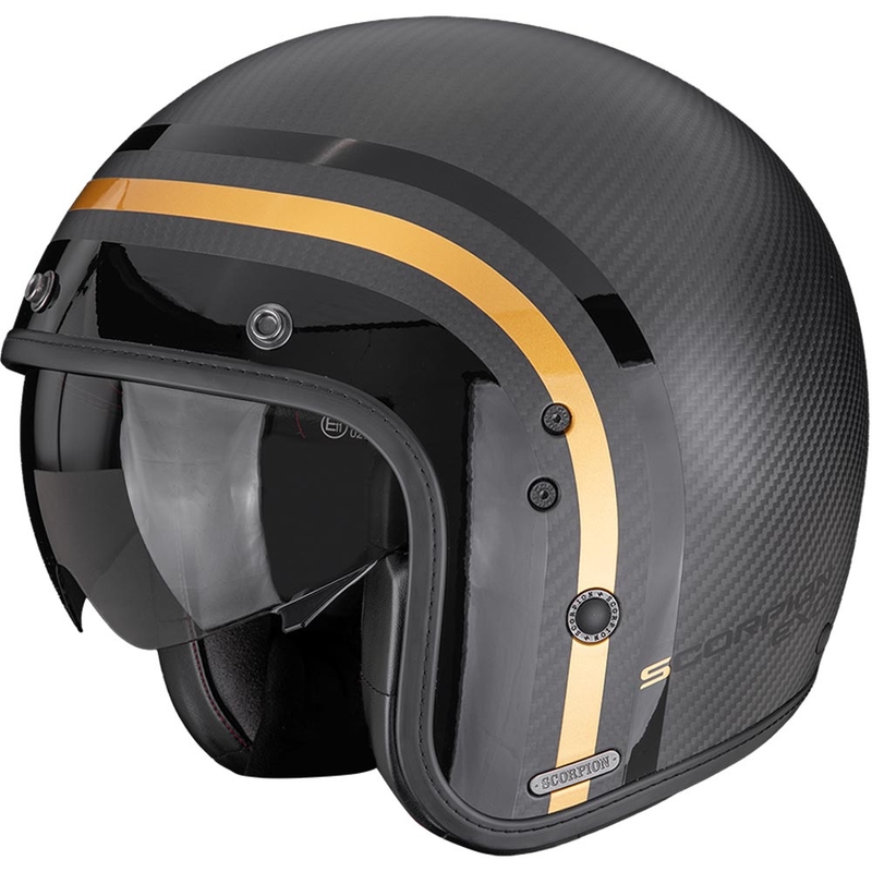 Scorpion Belfast II Carbon Regal Åben Motorcykelhjelm, Mat Sort/Guld