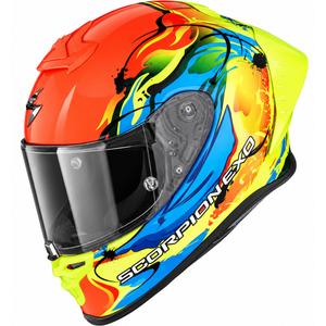 Scorpion EXO-R1 EVO II Air Thrust integralhjelm, fluo rød-blå-gul