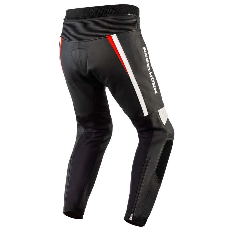 Kalhoty na motorku Rebelhorn Piston II PRO černo-bílo-fluo červené výprodej