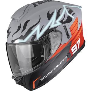 Scorpion EXO-530 Air JSK 97 fullface motorcykelhjelm mat grå-rød