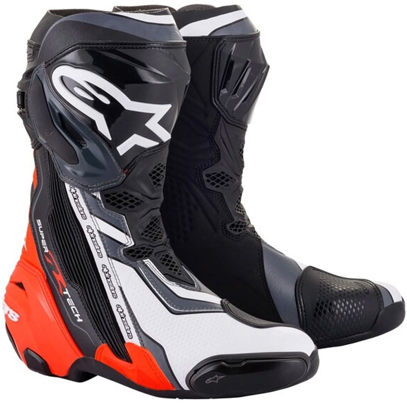 Alpinestars Supertech R sort-fluoro rød-hvid-grå motorcykelstøvler