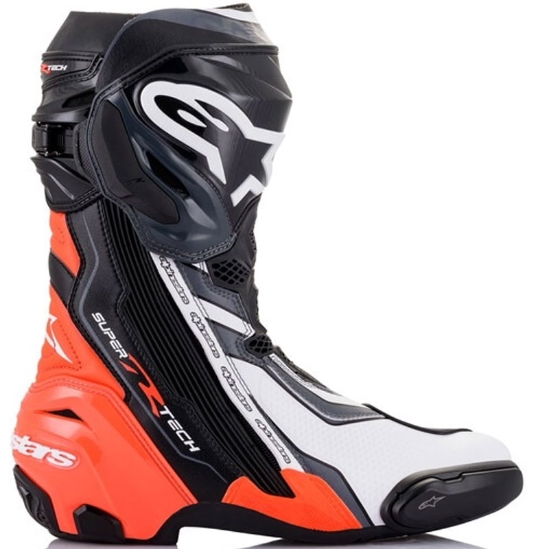 Alpinestars Supertech R sort-fluoro rød-hvid-grå motorcykelstøvler