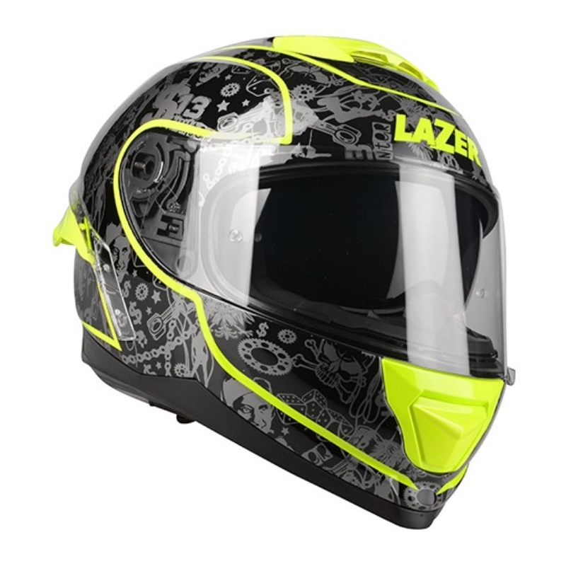 Lazer Rafale SR $13 Original sort-grå-fluogul integreret motorcykelhjelm udsalg