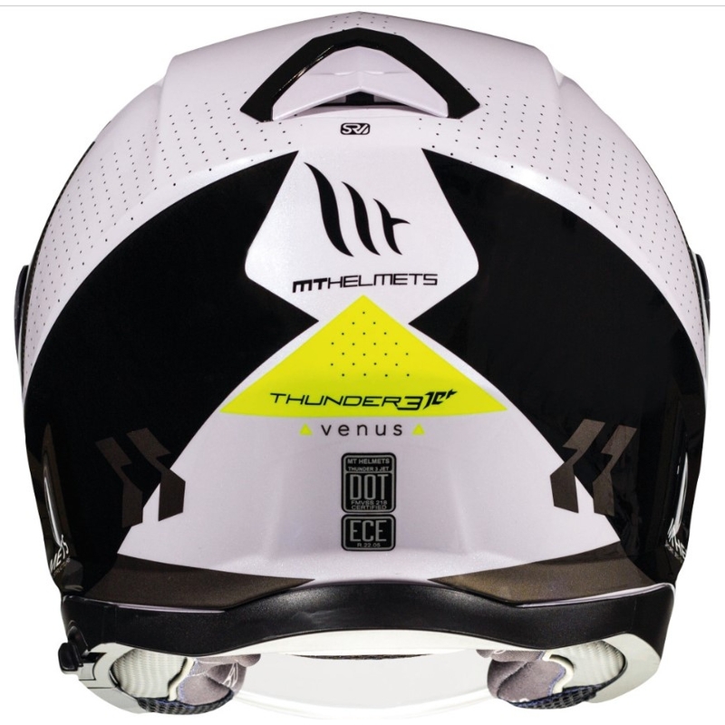 Åben motorcykelhjelm MT Thunder 3 SV Venus sort-hvid-fluogul udsalg