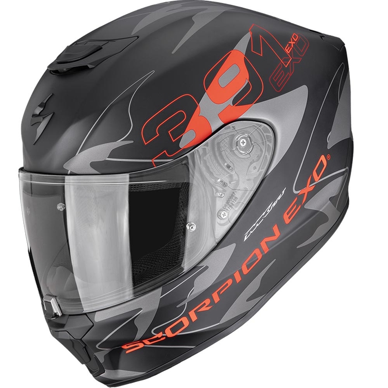 Scorpion EXO-391 Key fullface motorcykelhjelm, mat sort-sølv-rød