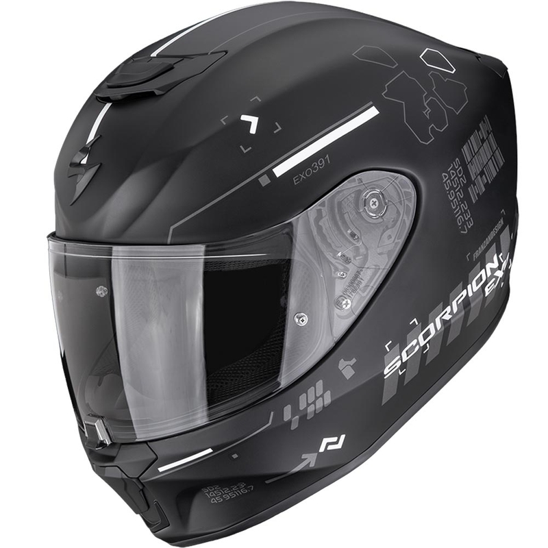 Scorpion EXO-391 Iron fullface motorcykelhjelm, mat sort-sølv