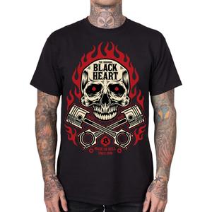 Sort Hjerte Flamme Kranie T-shirt sort