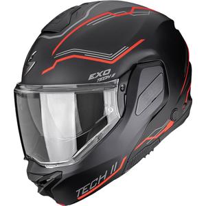 Scorpion EXO-TECH II Dash flip-up motorcykelhjelm, mat sort-sølv-rød