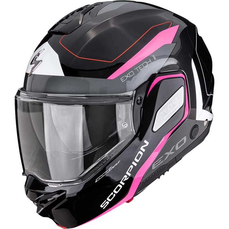 Scorpion EXO-TECH II Passager flip-up motorcykelhjelm sort-sølv-pink