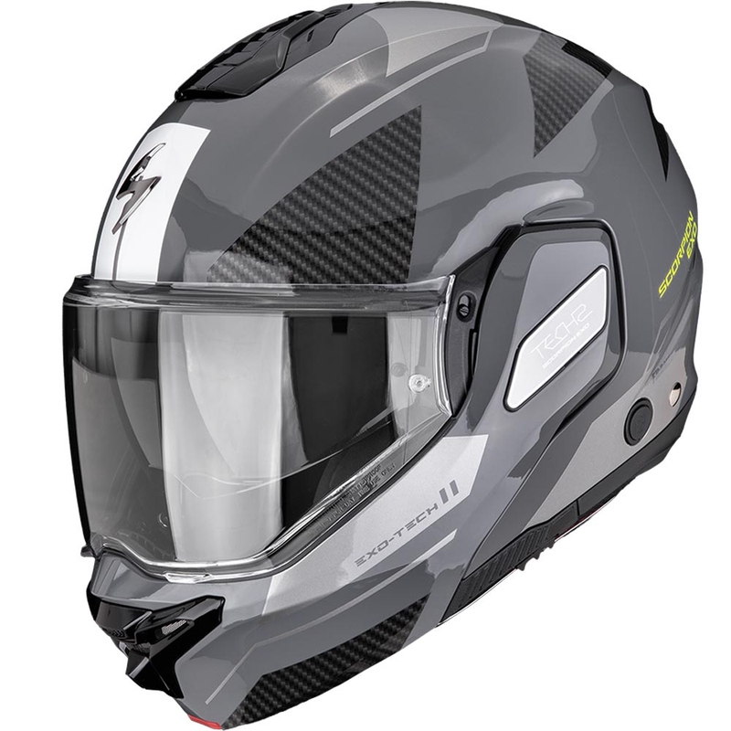 Scorpion EXO-TECH II Void flip-up motorcykelhjelm sølv-fluo gul
