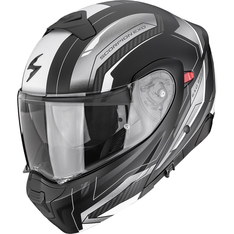 Scorpion EXO-930 EVO Space flip-up motorcykelhjelm, mat sort-sølv-hvid