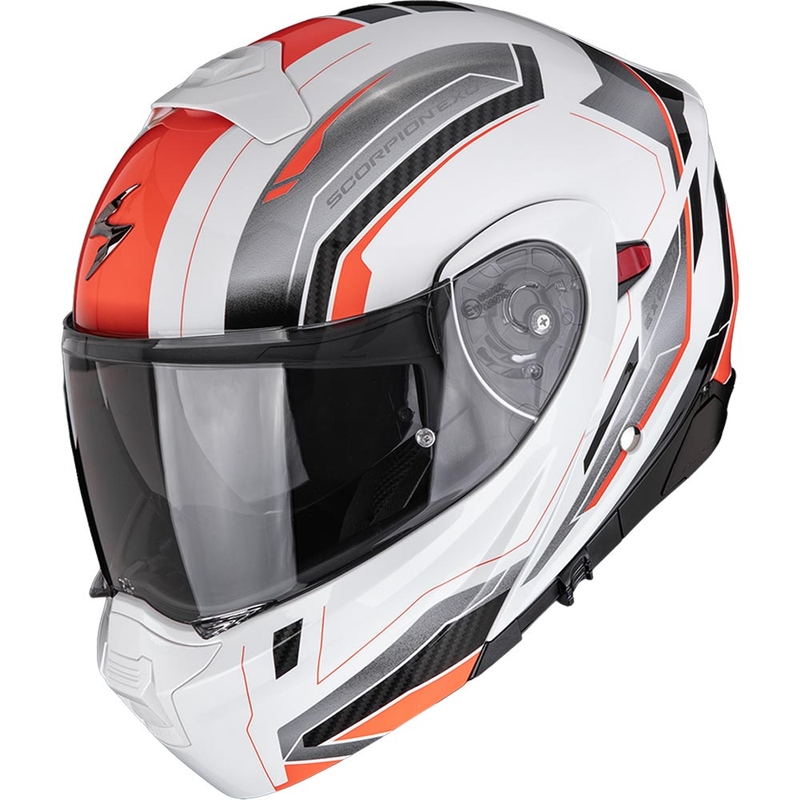 Scorpion EXO-930 EVO Space flip-up motorcykelhjelm hvid-sølv-rød