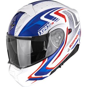 Scorpion EXO-930 EVO Alpha flip-up motorcykelhjelm hvid-rød-blå