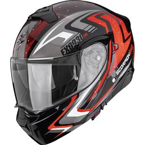 Scorpion EXO-930 EVO Alpha flip-up motorcykelhjelm sort-sølv-rød
