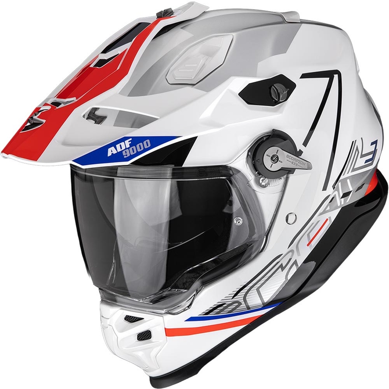 Enduro hjelm Scorpion ADF-9000 Air Summit hvid-rød-sølv